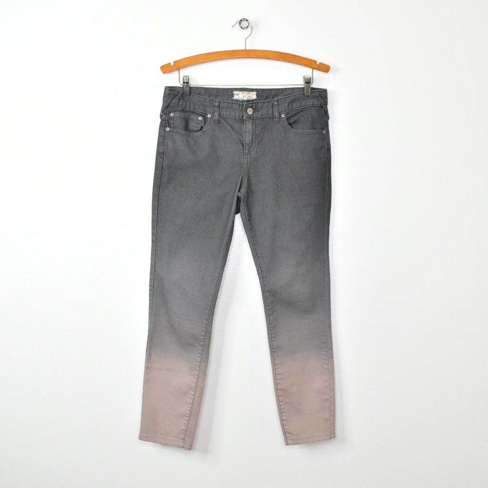Free People Mid Rise Ankle Skinny jeans Size 29 Gray Ombre Stretch Denim 61855
